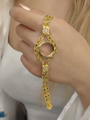 8 AYAR ÇEYREK İÇİN PUL MODEL ÇERÇEVE ALTIN BİLEKLİK KNY00345 - 2