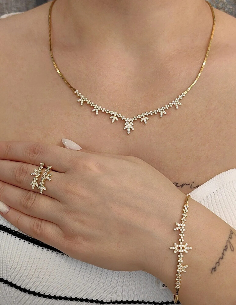 ÇİÇEK MODEL 14 AYAR SET ST000001-2-3 - Nasip Kuyumcu