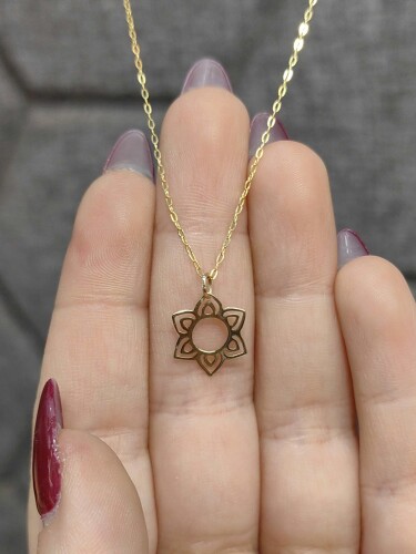 ÇİÇEK MODEL ALTIN KOLYE 14 AYAR KLY00194 - 1