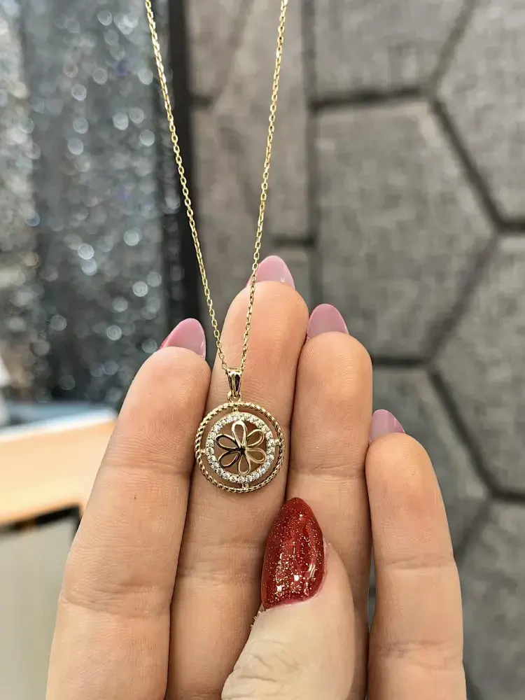ÇİÇEK MODEL ALTIN KOLYE 8 AYAR KLY00334 - 1