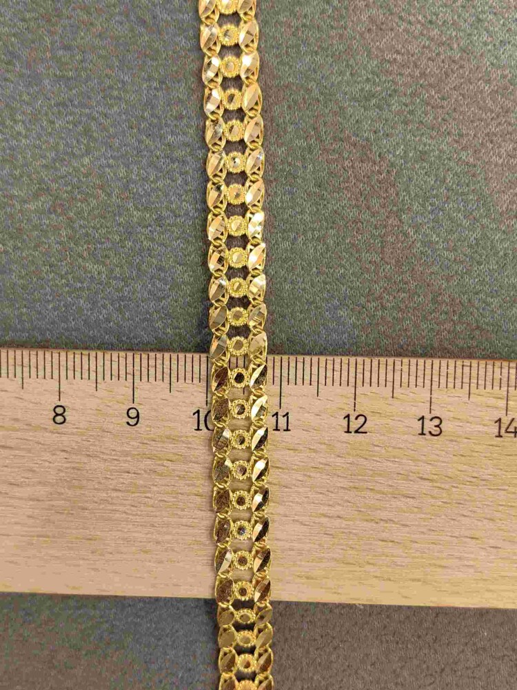 ÇİFT SIRALI ORTASI DESENLİ TASARIM 22 AYAR ALTIN TARZ BİLEKLİK KNY02470 - 4