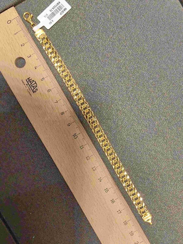 ÇİFT SIRALI ORTASI DESENLİ TASARIM 22 AYAR ALTIN TARZ BİLEKLİK KNY02470 - 5