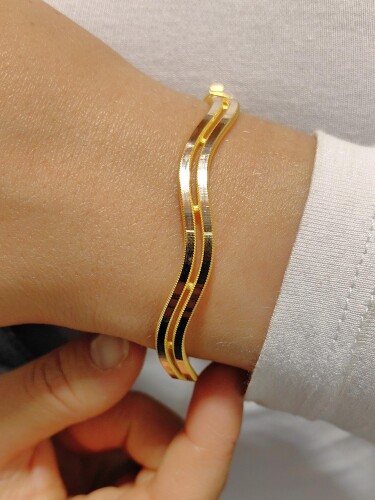 DALGALI AJDA MODEL 8 AYAR ALTIN KELEPÇE KLP00743 - Nasip Kuyumcu