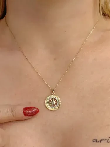 TAŞLI DENİZ YILDIZI MODEL ALTIN KOLYE 8 AYAR KLY00288 - 3
