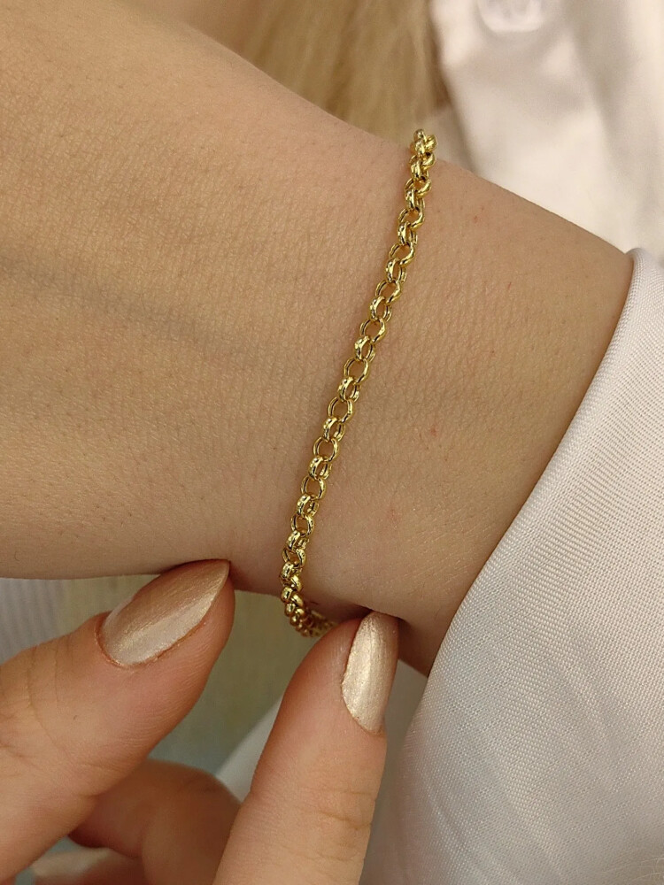 DOÇ ZİNCİRLİ 14 AYAR ZİNCİR ALTIN BİLEKLİK KNY01282 - Nasip Kuyumcu