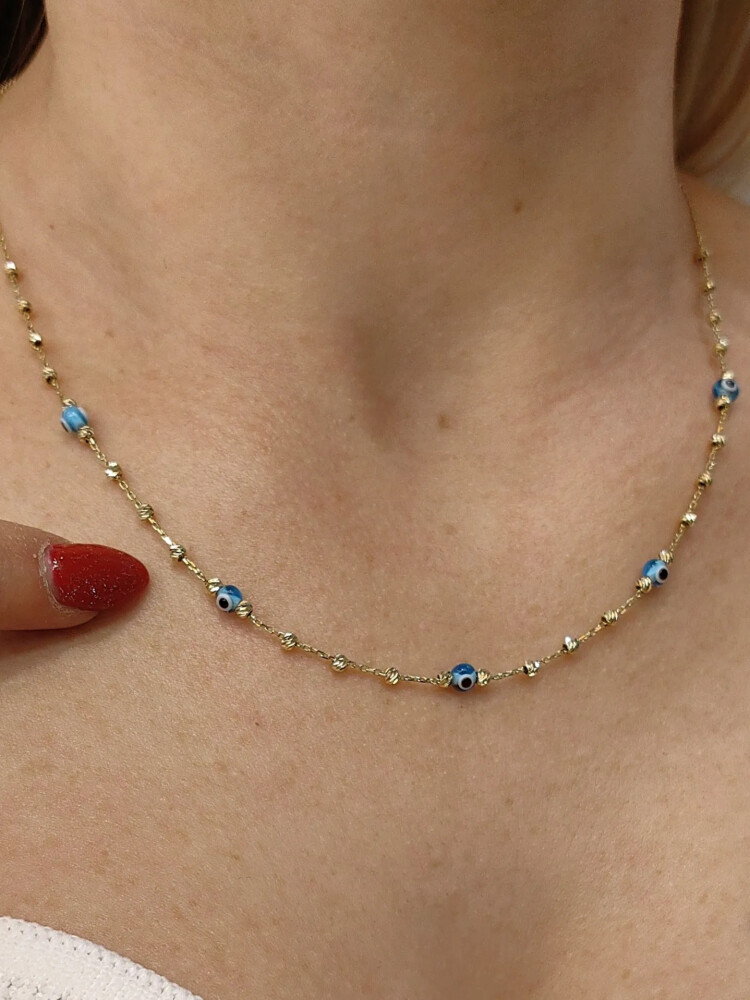 DORİKALI NAZAR MODEL ALTIN KOLYE 14 AYAR KLY00761 - Nasip Kuyumcu