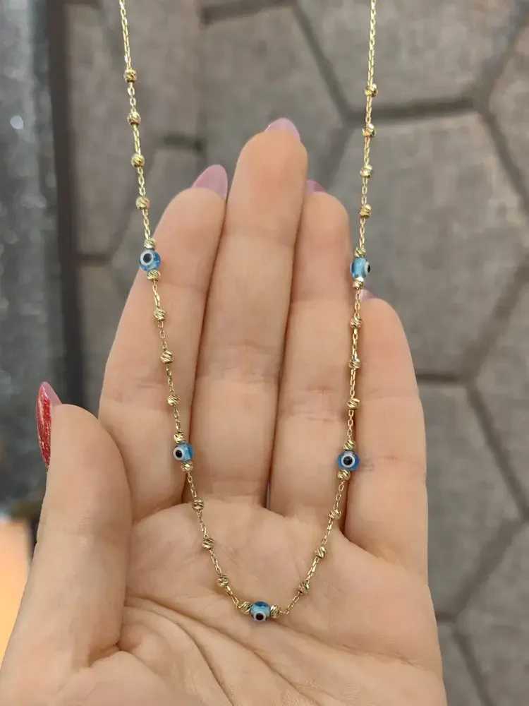 DORİKALI NAZAR MODEL ALTIN KOLYE 14 AYAR KLY00761 - 2