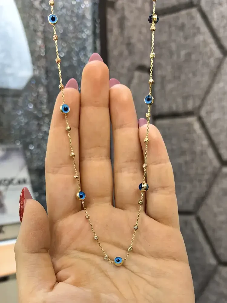 DORİKALI NAZAR MODEL ALTIN KOLYE 14 AYAR KLY00442 - 2