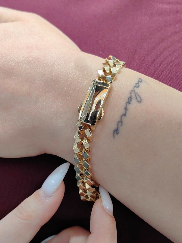 FİZYON İÇİ DOLU TOKA KİLİTLİ GURMET 14 AYAR ÖZEL TASARIM GURMET ZİNCİR ALTIN BİLEKLİK KNY01762 - 2