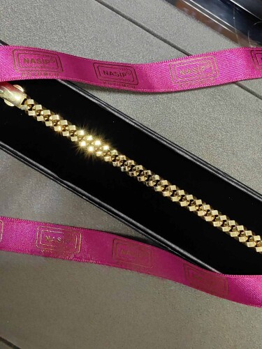 FİZYON İÇİ DOLU TOKA KİLİTLİ GURMET 14 AYAR ÖZEL TASARIM GURMET ZİNCİR ALTIN BİLEKLİK KNY01762 - 4