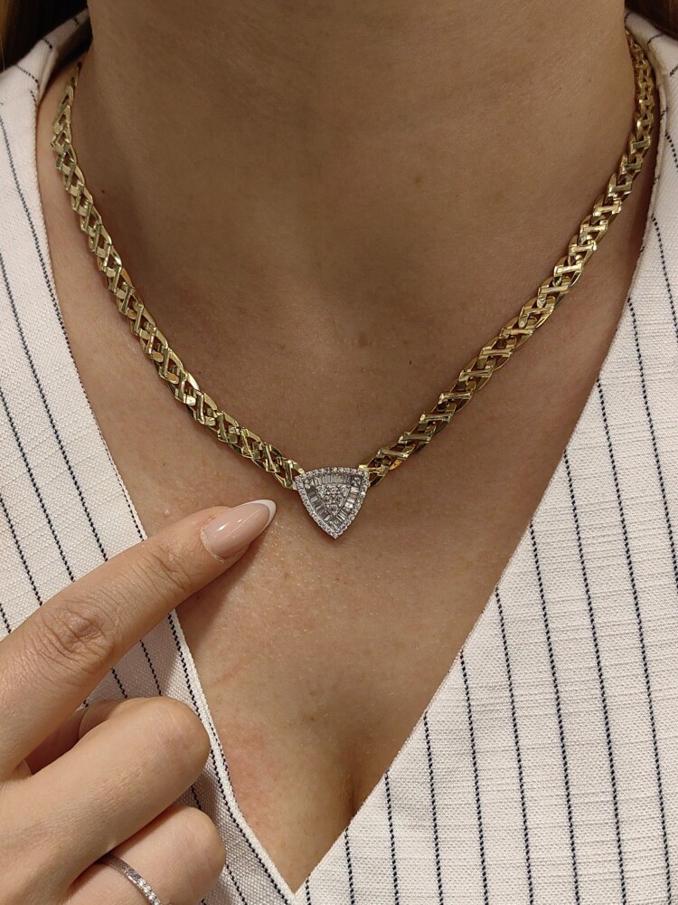 GURMET FİZYON KALEMLİ IŞILTILI CORONET DİZİLİMLİ BAGET VE PRENSES KESİM 14 AYAR TARZ ALTIN SET TAKIMI SET00464-486-485-KNY02473 - 2