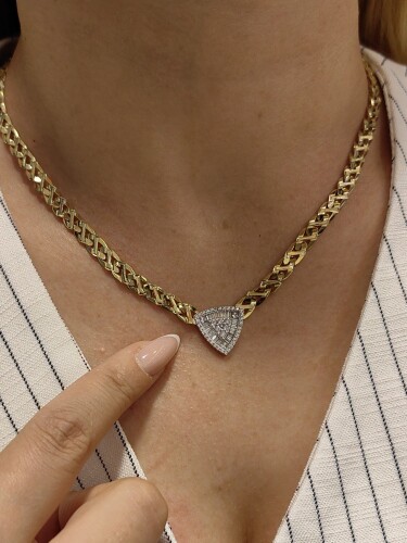 GURMET FİZYON KALEMLİ IŞILTILI CORONET DİZİLİMLİ BAGET VE PRENSES KESİM 14 AYAR TARZ ALTIN SET TAKIMI SET00464-486-485-KNY02473 - 3