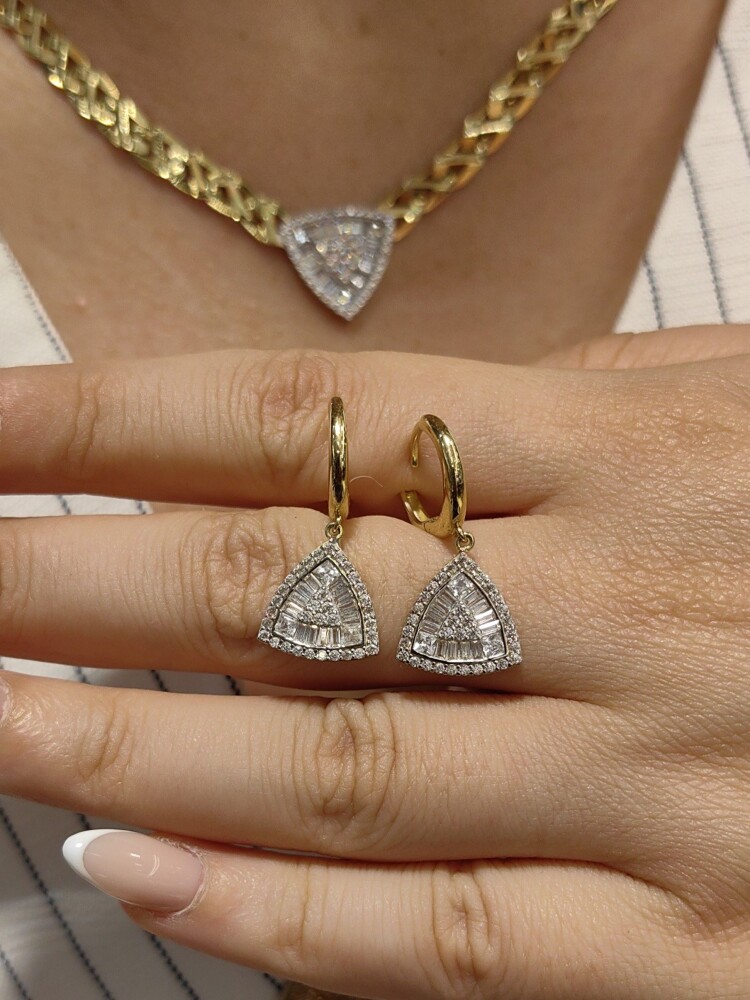 GURMET FİZYON KALEMLİ IŞILTILI CORONET DİZİLİMLİ BAGET VE PRENSES KESİM 14 AYAR TARZ ALTIN SET TAKIMI SET00464-486-485-KNY02473 - 6