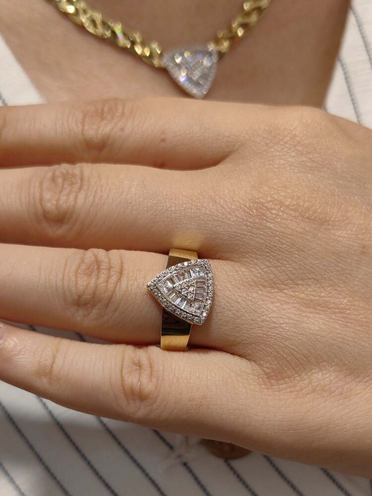 GURMET FİZYON KALEMLİ IŞILTILI CORONET DİZİLİMLİ BAGET VE PRENSES KESİM 14 AYAR TARZ ALTIN SET TAKIMI SET00464-486-485-KNY02473 - 7