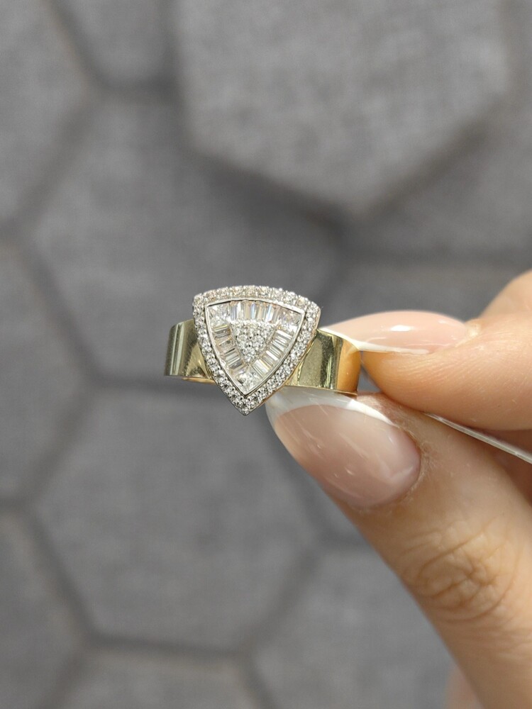 GURMET FİZYON KALEMLİ IŞILTILI CORONET DİZİLİMLİ BAGET VE PRENSES KESİM 14 AYAR TARZ ALTIN SET TAKIMI SET00464-486-485-KNY02473 - 9