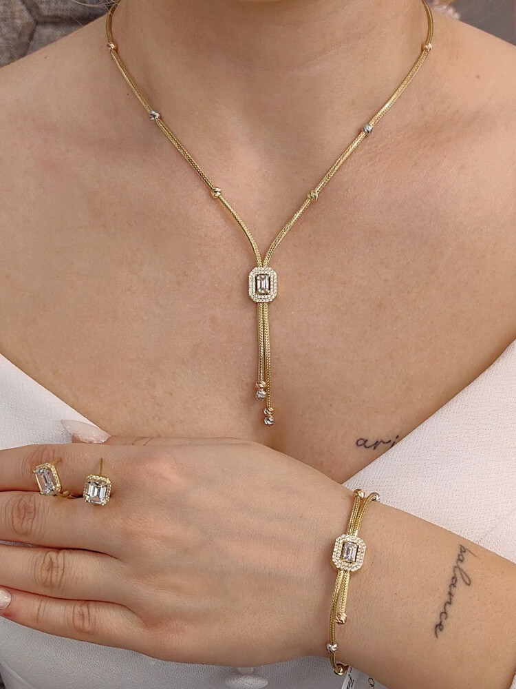 HASIR ÖRGÜ MODEL BAGET 14 AYAR SET SET00100-178-KUP01416 - Nasip Kuyumcu