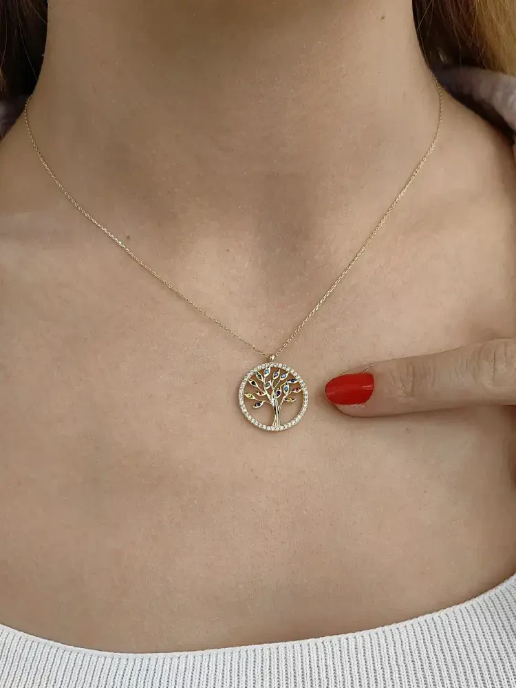HAYAT AĞACI MODEL ALTIN KOLYE 14 AYAR KLY00804 - 1
