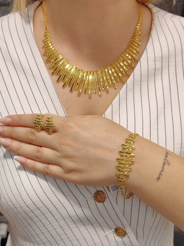 HİNT İŞİ AJDA IŞILTISI 14 AYAR TARZ ALTIN SET TAKIMI SET00482-483-484 - Nasip Kuyumcu