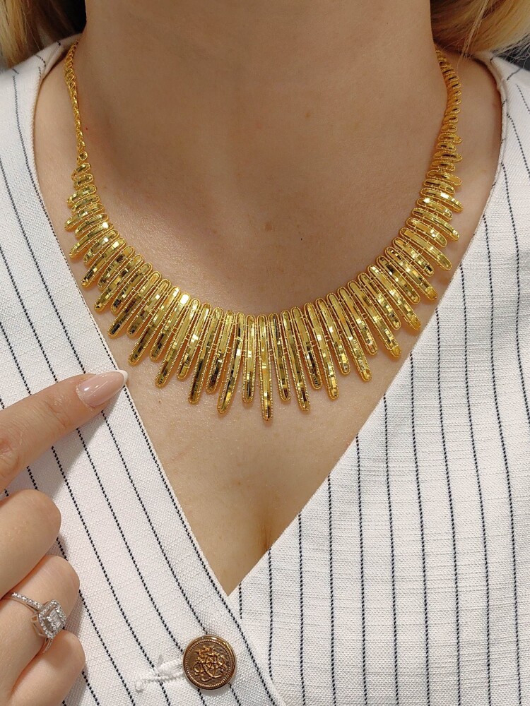 HİNT İŞİ AJDA IŞILTISI 14 AYAR TARZ ALTIN SET TAKIMI SET00482-483-484 - 2