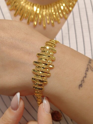 HİNT İŞİ AJDA IŞILTISI 14 AYAR TARZ ALTIN SET TAKIMI SET00482-483-484 - 3