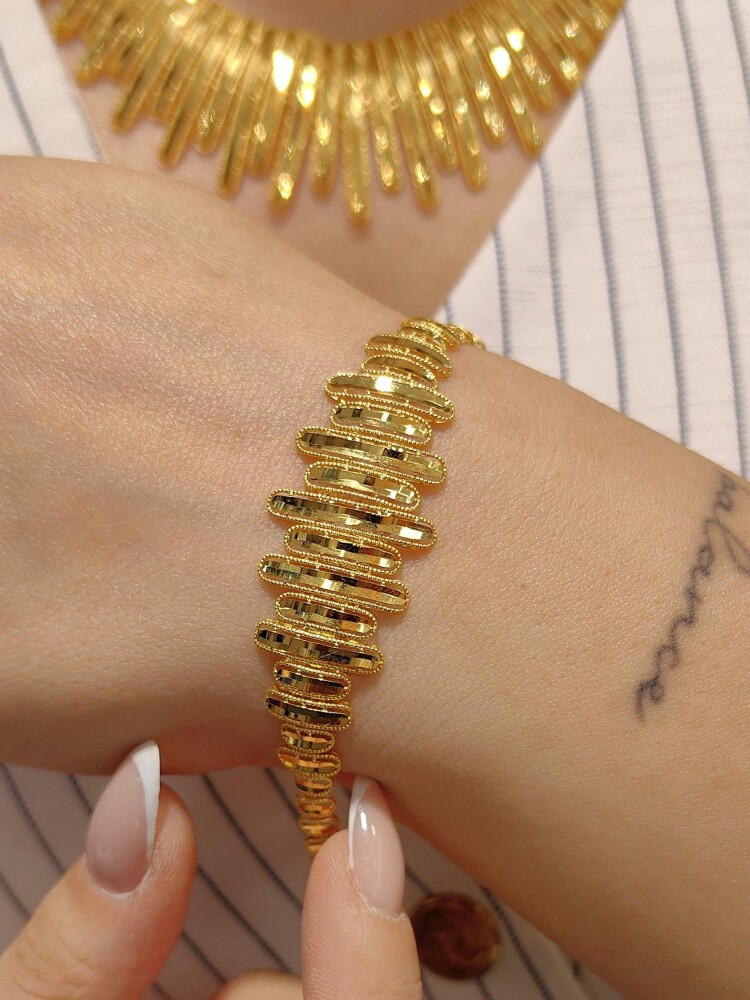 HİNT İŞİ AJDA IŞILTISI 14 AYAR TARZ ALTIN SET TAKIMI SET00482-483-484 - 3