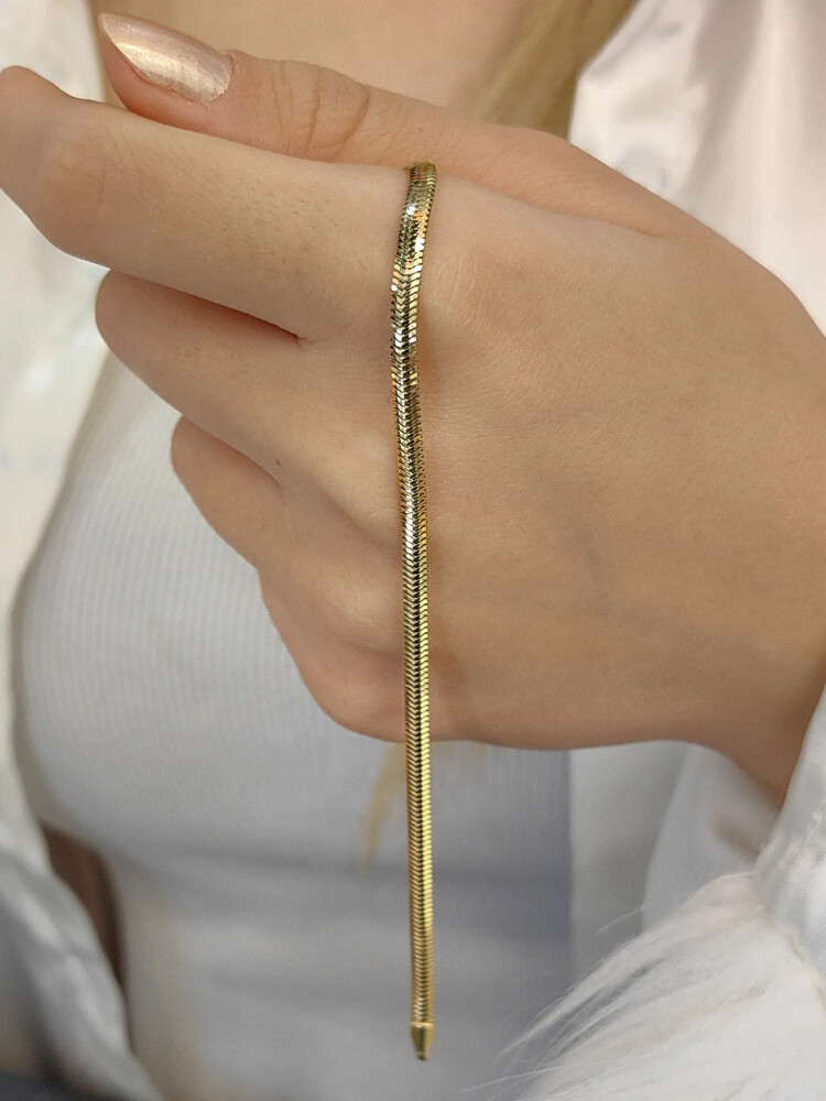 İTALYAN ZİNCİR BALIK SIRTI ALTIN BİLEKLİK KNY01000 - Nasip Kuyumcu