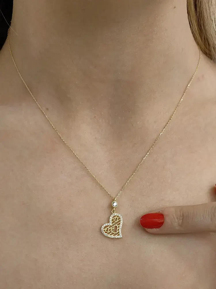  KALP MODEL ALTIN KOLYE 8 AYAR KLY00789 - Nasip Kuyumcu