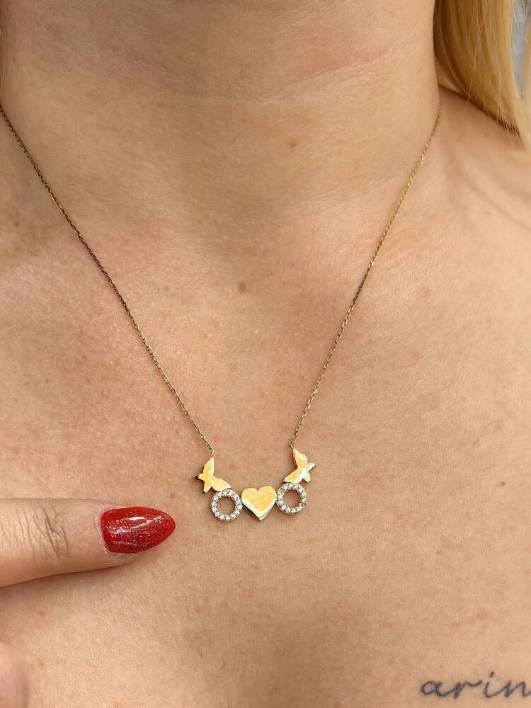 KALPLİ KELEBEK MODEL ALTIN KOLYE 8 AYAR KLY00304 - 3