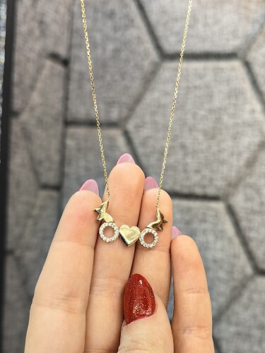 KALPLİ KELEBEK MODEL ALTIN KOLYE 8 AYAR KLY00304 - 2