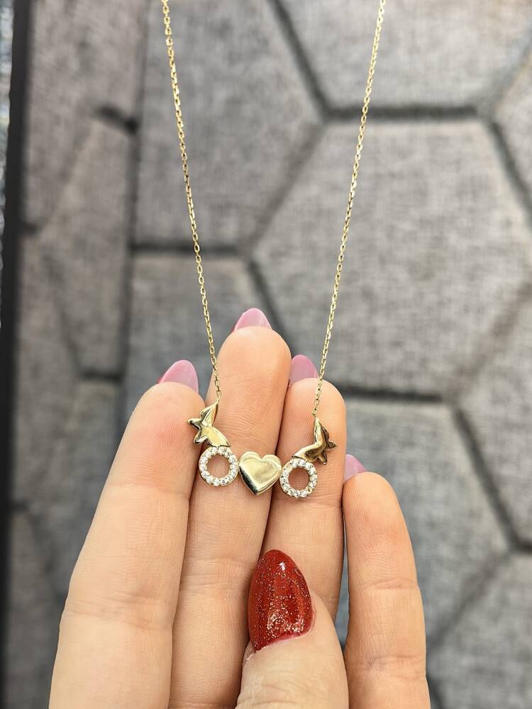 KALPLİ KELEBEK MODEL ALTIN KOLYE 8 AYAR KLY00304 - 2