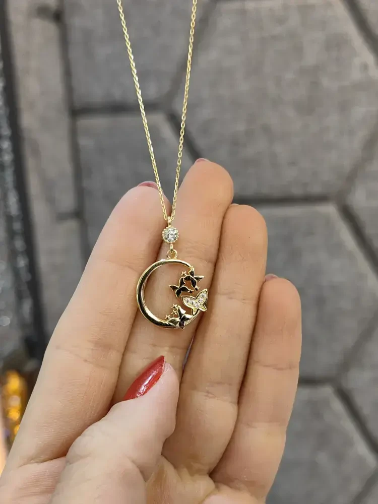 KELEBEK MODEL ALTIN KOLYE 8 AYAR KLY00776 - Nasip Kuyumcu