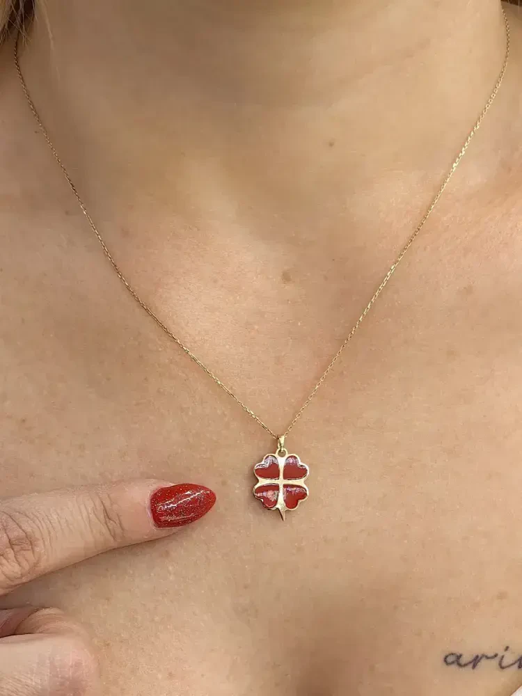 KALPLİ YONCA MODEL ALTIN KOLYE 8 AYAR KLY00277 - Nasip Kuyumcu