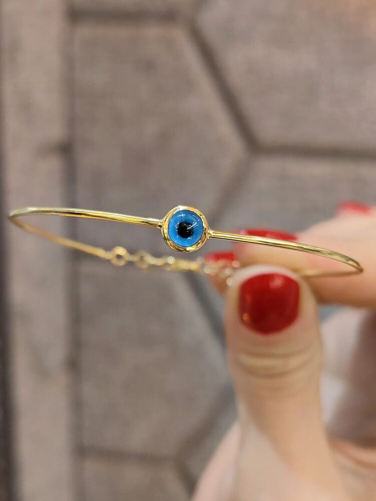 NAZAR BONCUKLU KELEPÇE ALTIN 14 AYAR KLP00052 - Nasip Kuyumcu