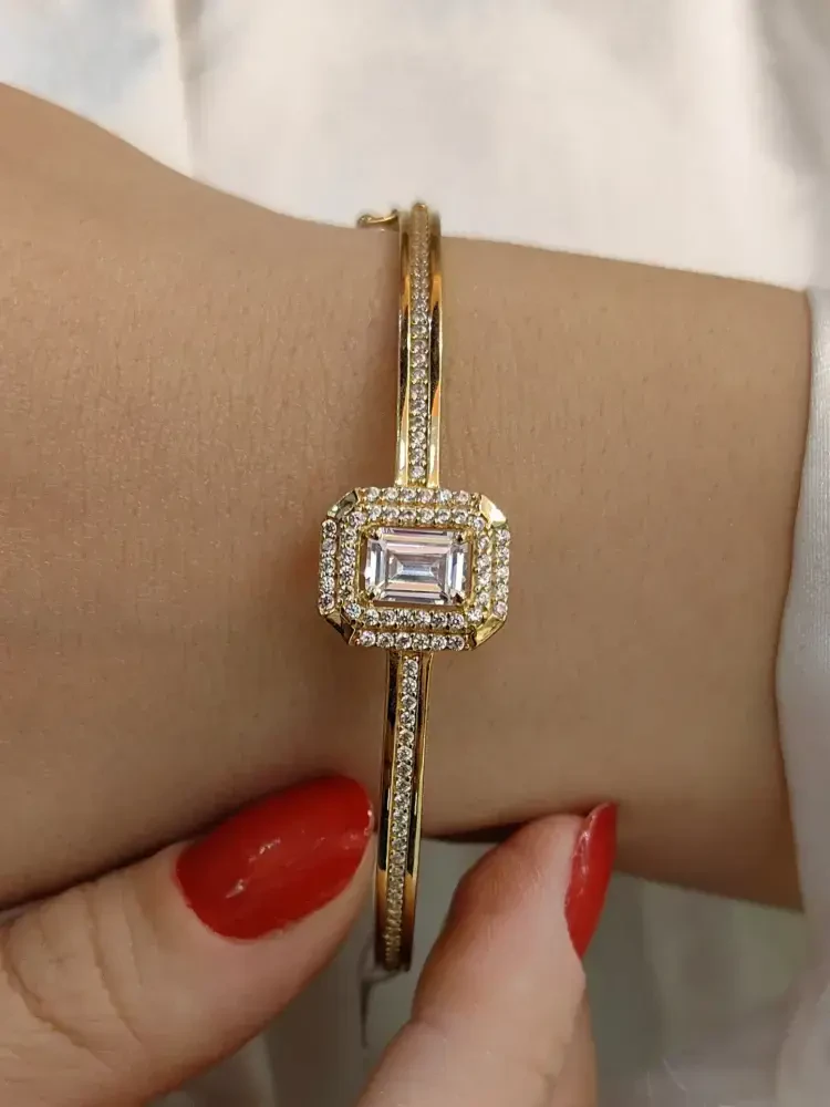 BAGET TAŞLI KELEPÇE ALTIN 8 AYAR KLP00098 - Nasip Kuyumcu