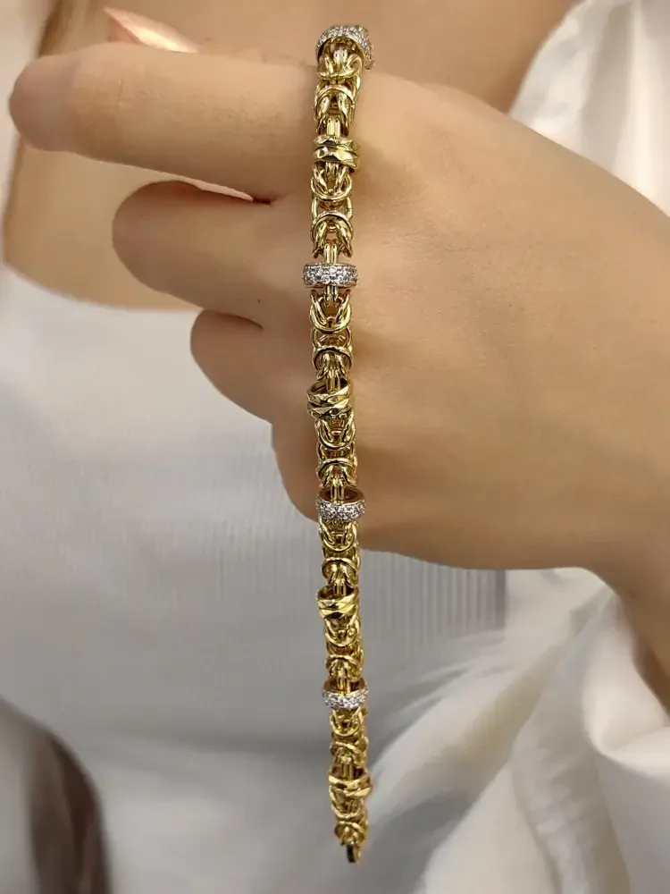 KRALİÇE ÖRME 14 AYAR TARZ ALTIN BİLEKLİK KNY00697 - 2