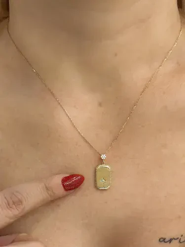 KUZEY YILDIZ MODEL TAŞLI ALTIN KOLYE 8 AYAR KLY00268 - 3