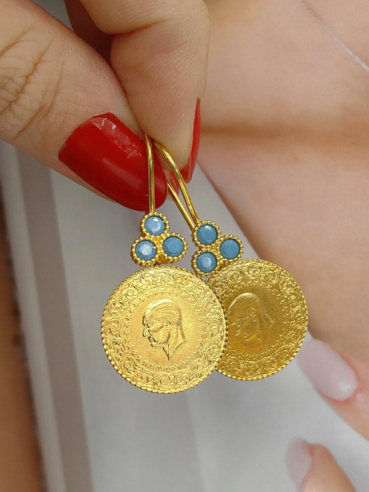 LİRA ALTIN KÜPE XKUP01049 - Nasip Kuyumcu