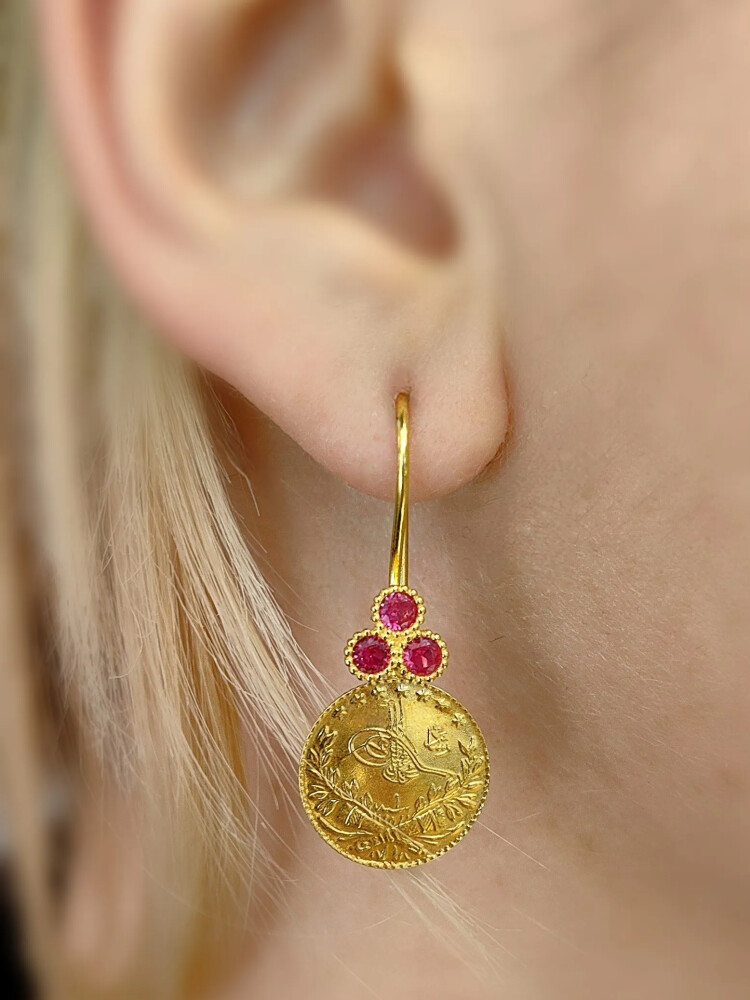 LİRA ALTIN KÜPE KUP01051 - Nasip Kuyumcu