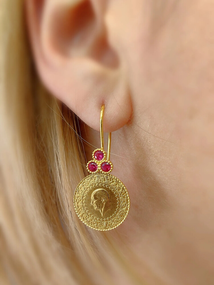 LİRA ALTIN KÜPE XKUP01053 - Nasip Kuyumcu