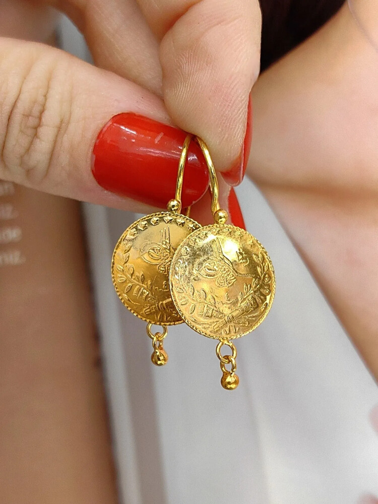 LİRA ALTIN KÜPE KUP01421 - Nasip Kuyumcu