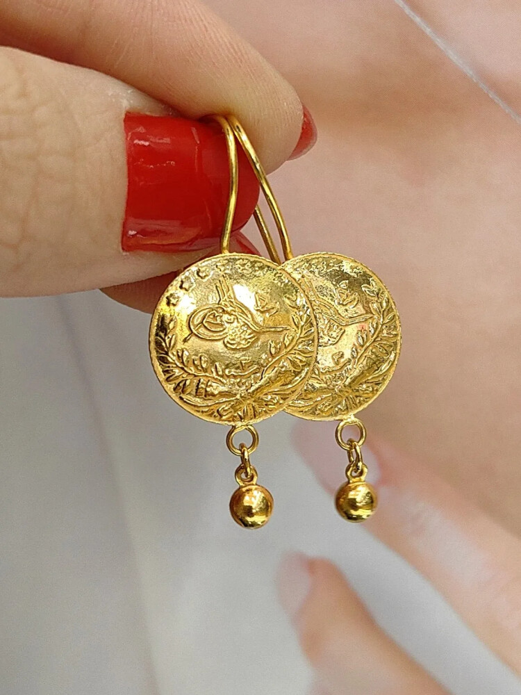 LİRA ALTIN KÜPE KUP00327 - Nasip Kuyumcu