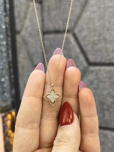 LOTUS ÇİÇEĞİ MODEL ALTIN KOLYE 14 AYAR KLY00614 - 1