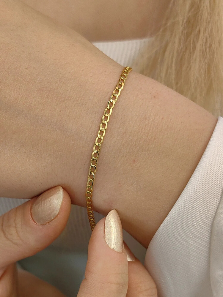 MİNİMAL 14 AYAR GURMET ZİNCİR ALTIN BİLEKLİK KNY00593 - Nasip Kuyumcu