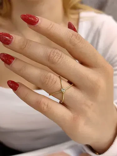 MİNİMAL ALTIN YÜZÜK YZ000333 - 1