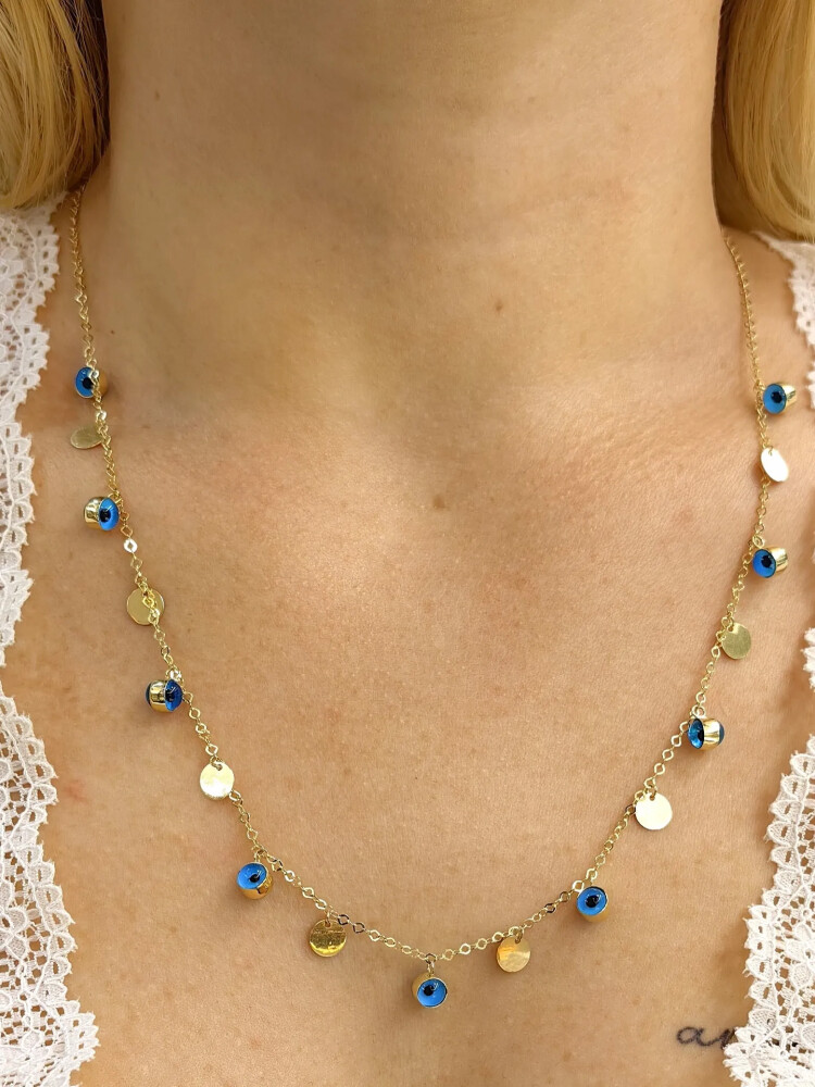 NAZAR MODEL ALTIN KOLYE 14 AYAR KLY00074 - Nasip Kuyumcu