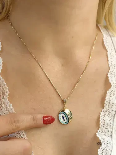 NAZAR MODEL ALTIN KOLYE 14 AYAR KLY00055 - 6