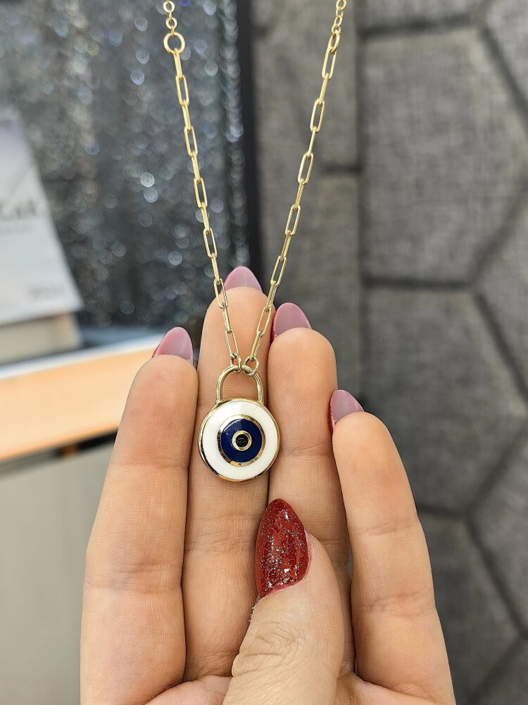 NAZAR MODEL ALTIN KOLYE 8 AYAR KLY00289 - Nasip Kuyumcu