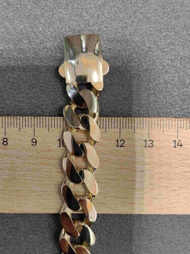 PARLAK CİLALI FİZYON GURMET DÖKÜM 14 AYAR ALTIN TARZ BİLEKLİK KNY02591 - 4