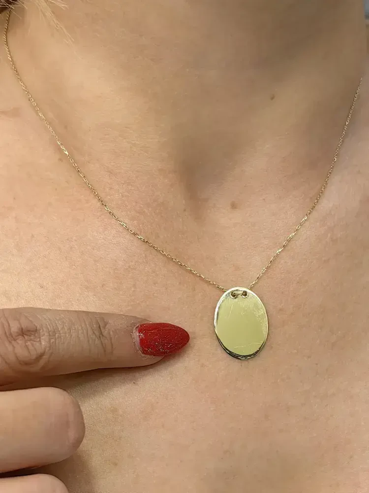 PLAKA HARF ALTIN KOLYE 14 AYAR KLY00038 - Nasip Kuyumcu