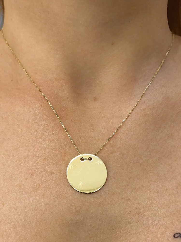 PLAKA HARF ALTIN KOLYE 14 AYAR KLY00042 - Nasip Kuyumcu